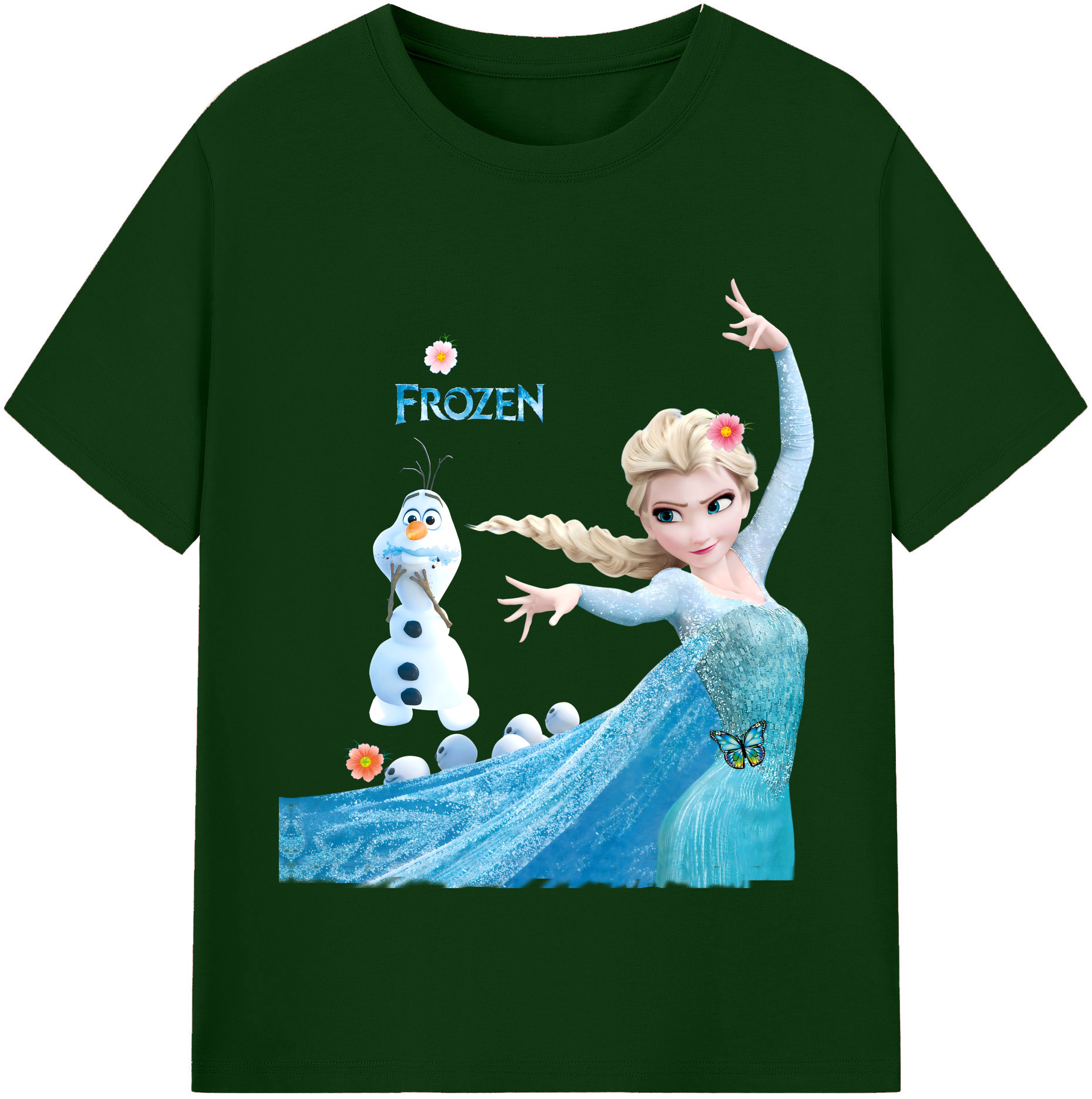 （画像用） アナと雪の女王 アンナ エルサ Frozen Anna Elsa 綿100％半袖Tシャツ（フロントプリント）